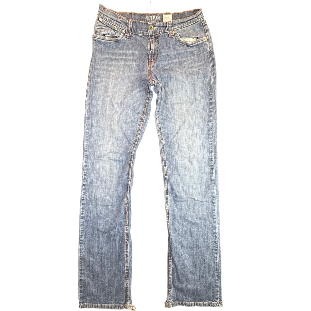 Petrol Flirty Straight Leg Jeans Womens Sz 6 (28x32) Blue‎ Distressed Denim